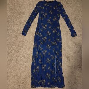 Topshop Navy Long Sleeve Dress